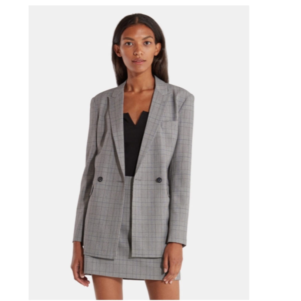 Billie The Label Women's Grey Kensington Check Blazer Size XL "Diana Blazer"